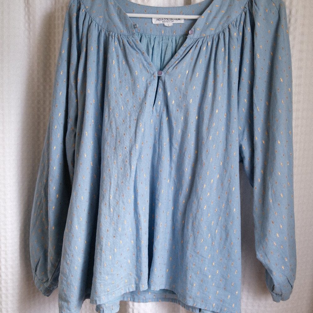 Emerson Fry India collection blue top with gold size L
